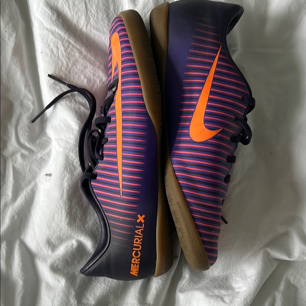 Nike Kids MercurialX Indoor Soccer Shoes - Purple with Orange Accents